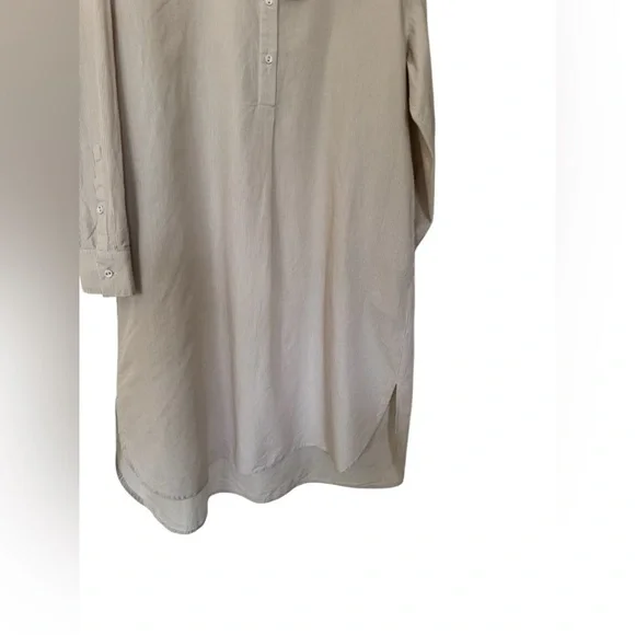 Mersea Essential Collar Popover Shirt Dress Beige White Stripes Size L/XL